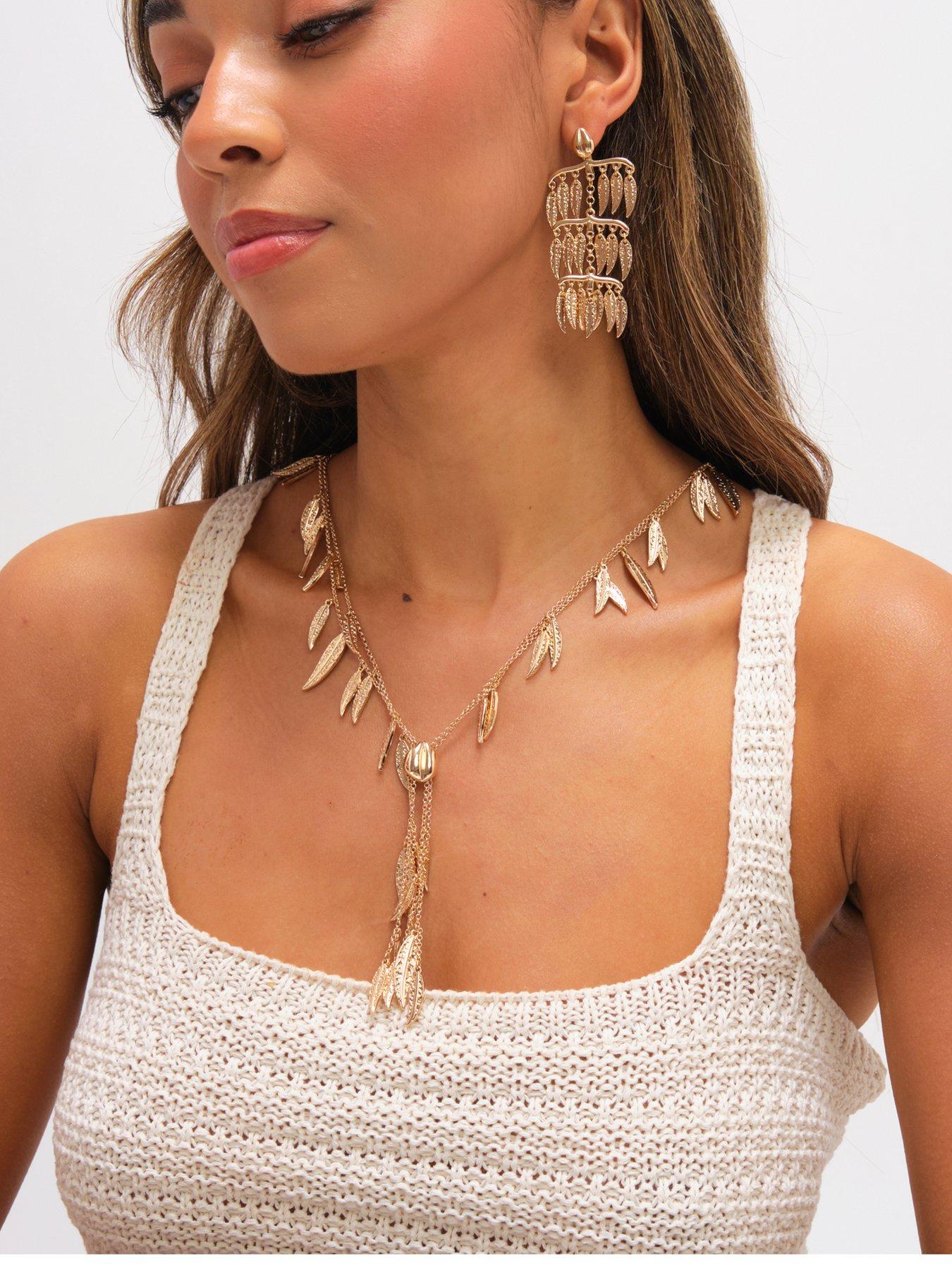  image of mood-gold-plated-cascading-leaf-earrings