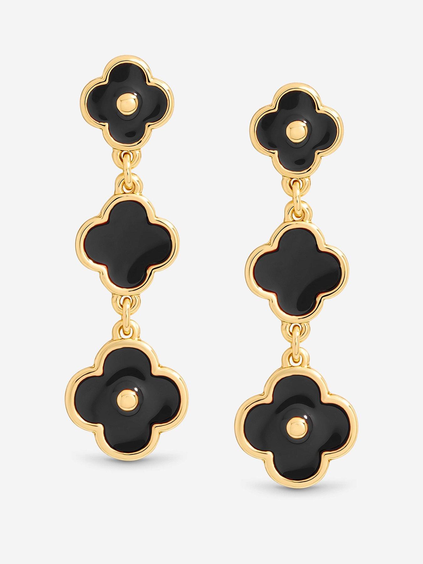 Mood Jet Clover Multi Row Earrings