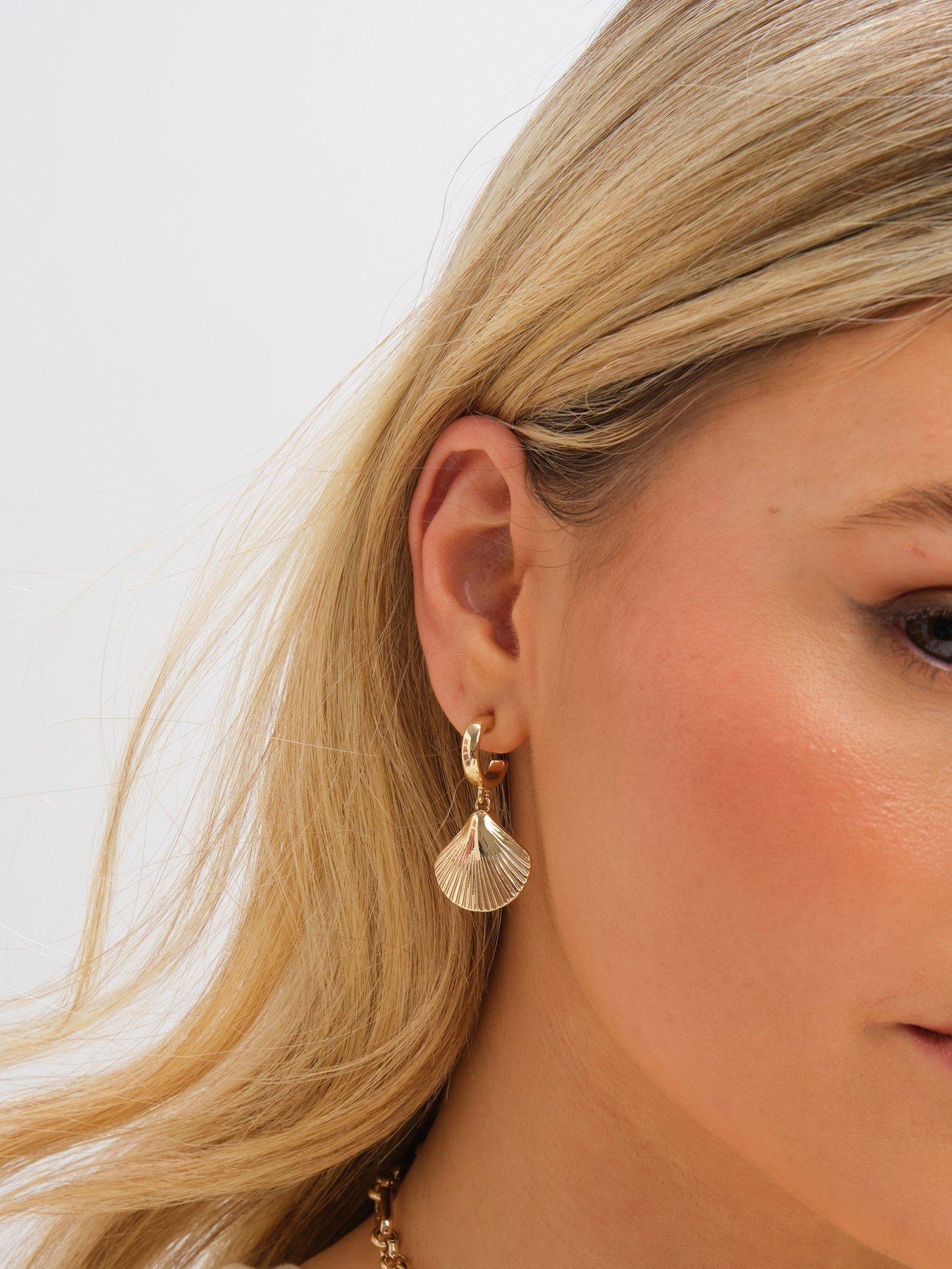  image of inicio-gold-plated-shell-earrings-gift-pouch