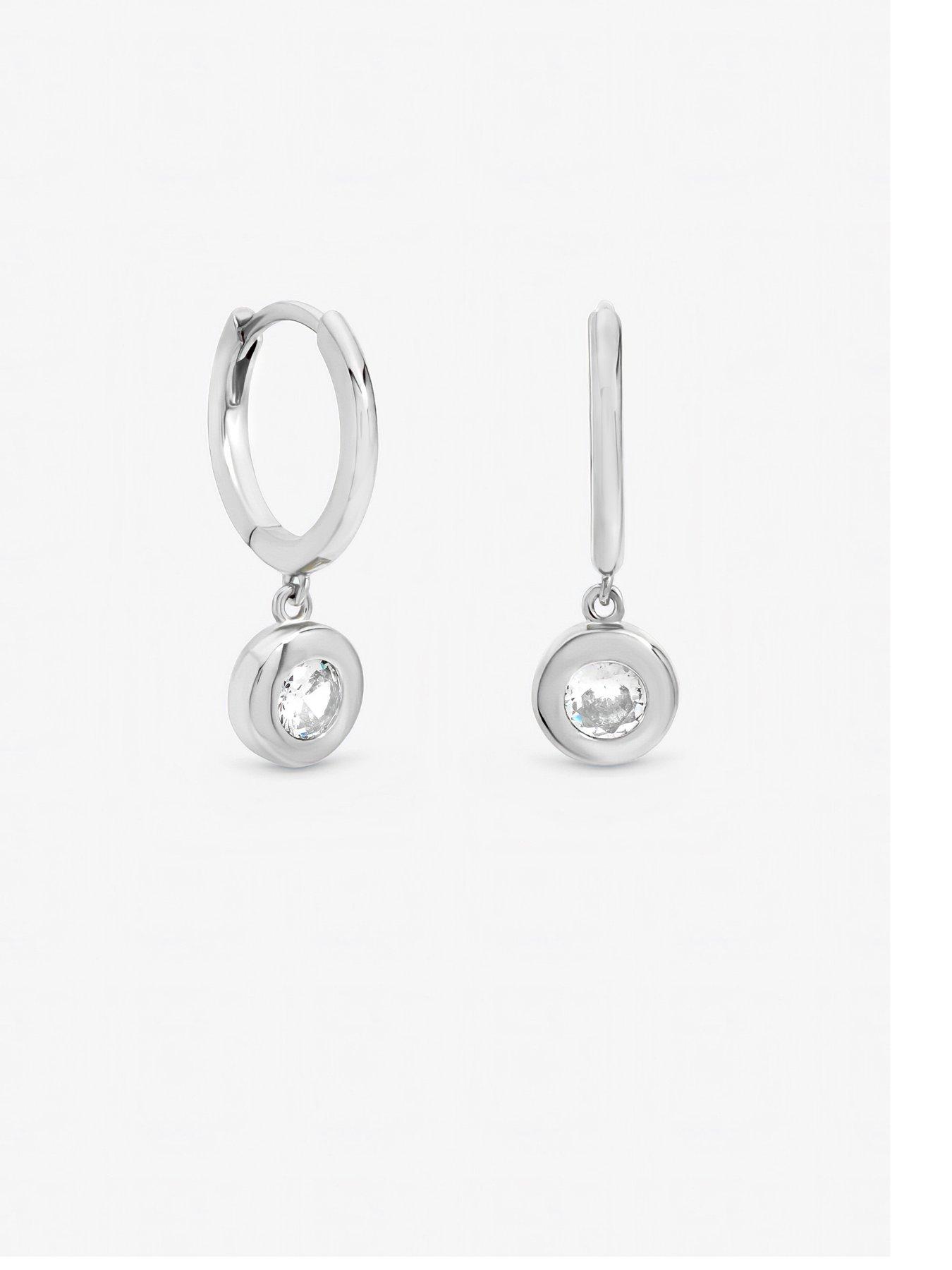  image of jon-richard-jonrichard-silver-plated-cubic-zirconia-bezel-huggie-earrings