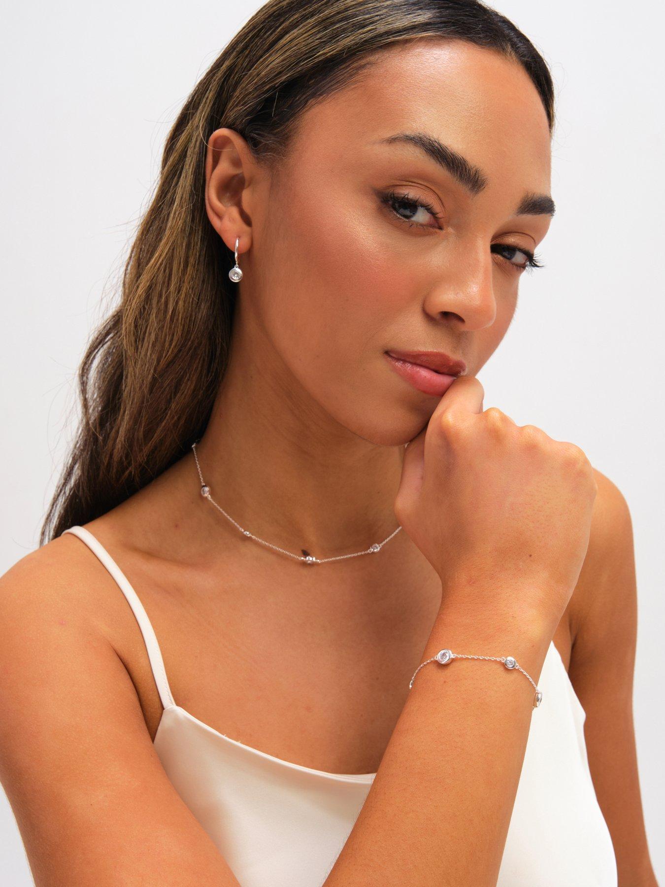  image of jon-richard-jonrichard-silver-plated-cubic-zirconia-bezel-huggie-earrings