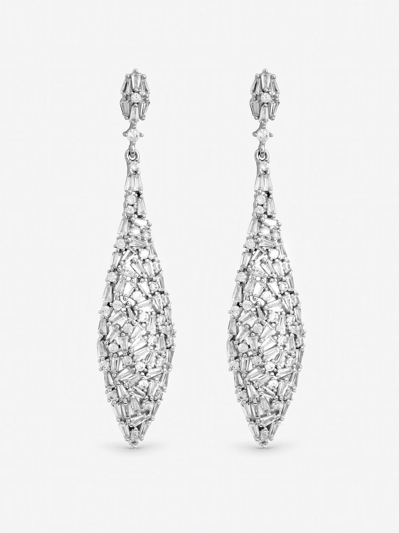 Image 1 of 3 of Jon Richard Rhodium Plated Mixed Stone Statement Earrings