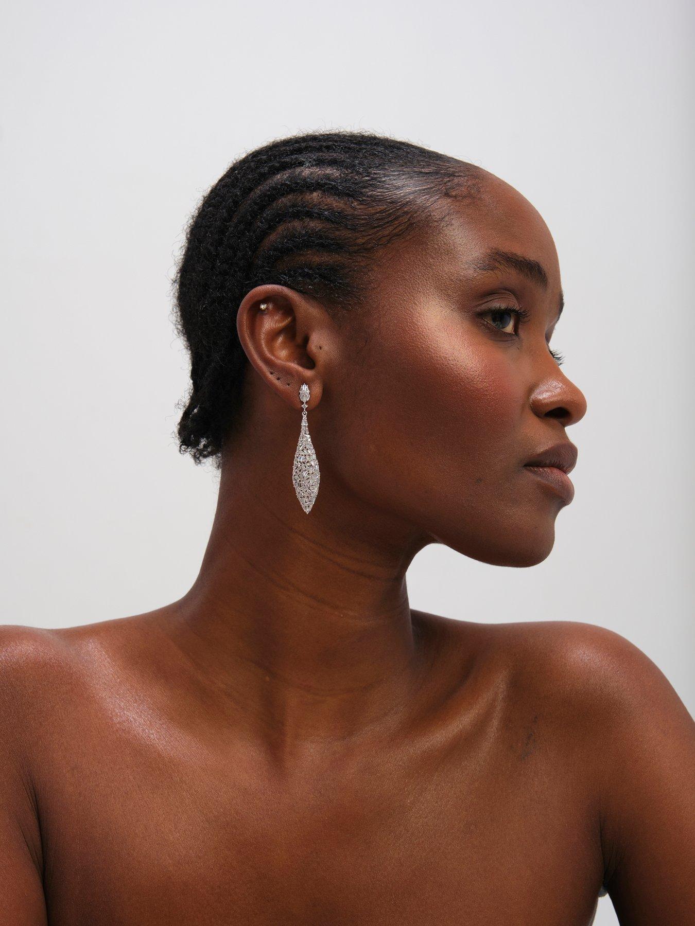 Image 2 of 3 of Jon Richard Rhodium Plated Mixed Stone Statement Earrings