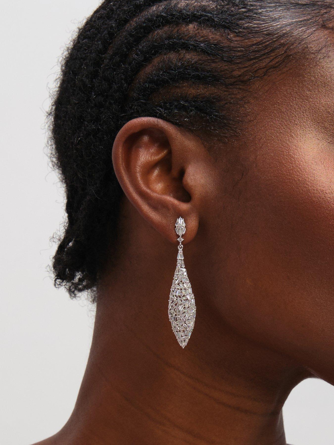 Image 3 of 3 of Jon Richard Rhodium Plated Mixed Stone Statement Earrings
