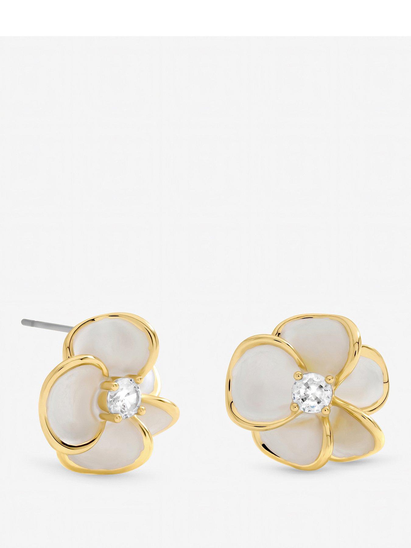 Jon Richard Gold Plated and Enamel Floral Stud Earrings