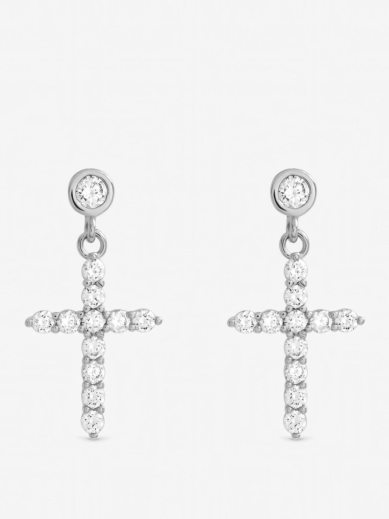 Jon Richard Rhodium Plated Cubic Zirconia Earrings