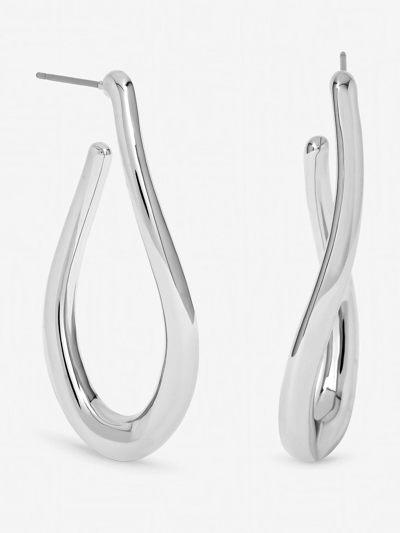  image of mood-silver-plated-twist-hoop-earrings