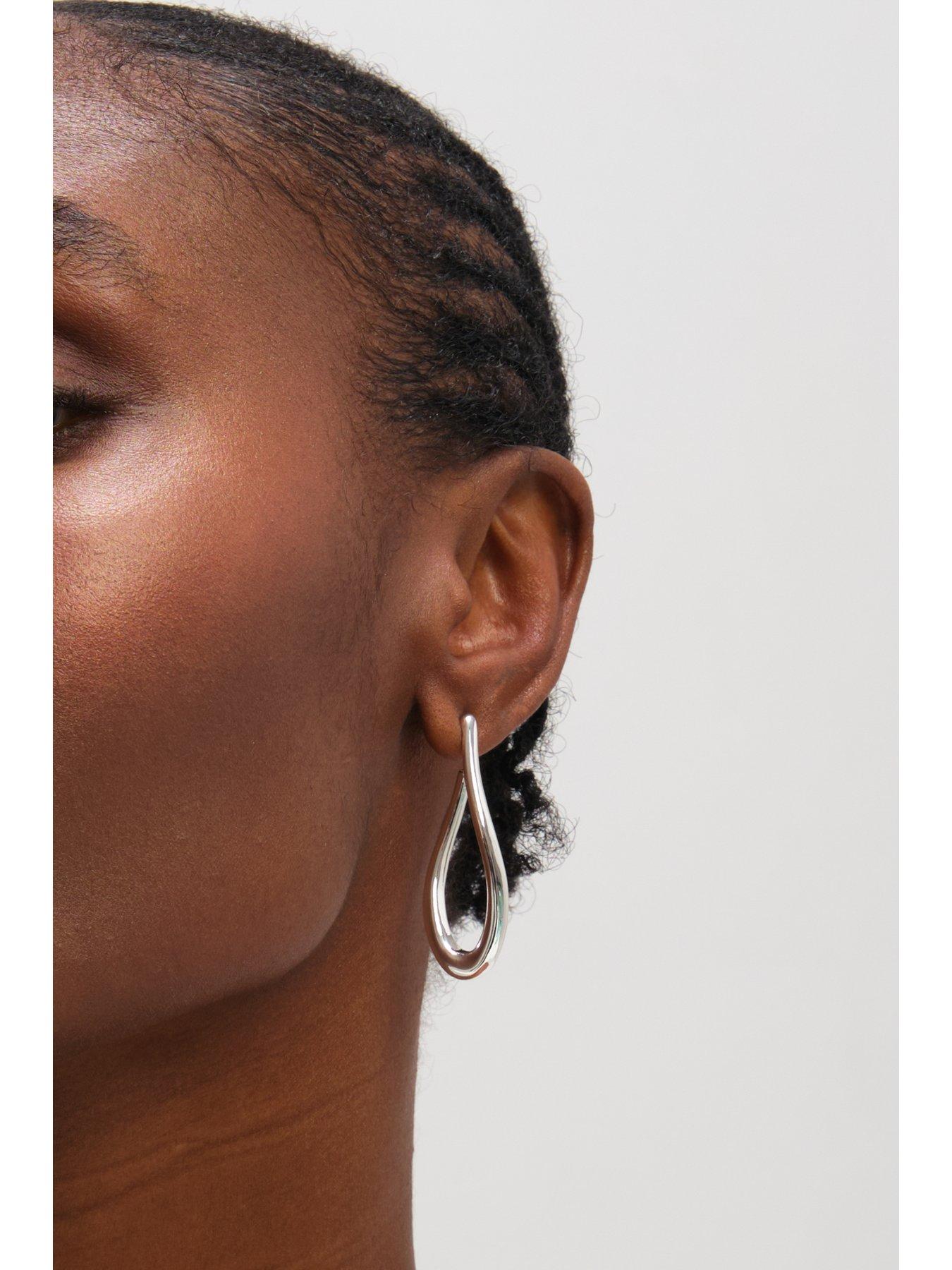 stillFront image of mood-silver-plated-twist-hoop-earrings