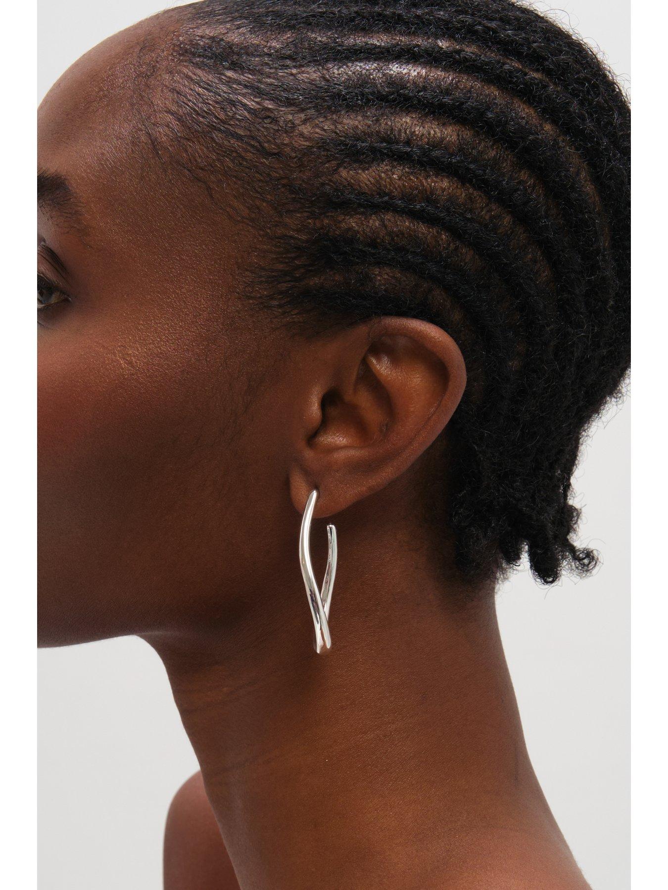 image of mood-silver-plated-twist-hoop-earrings
