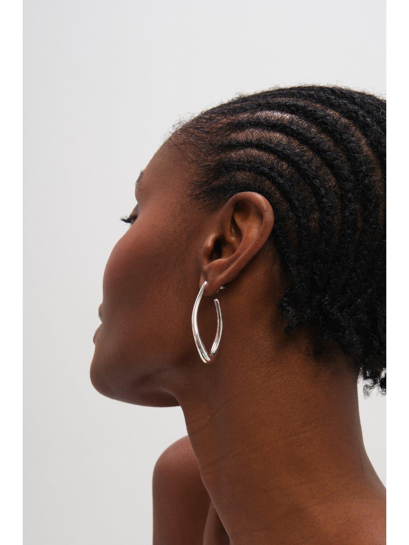  image of mood-silver-plated-twist-hoop-earrings