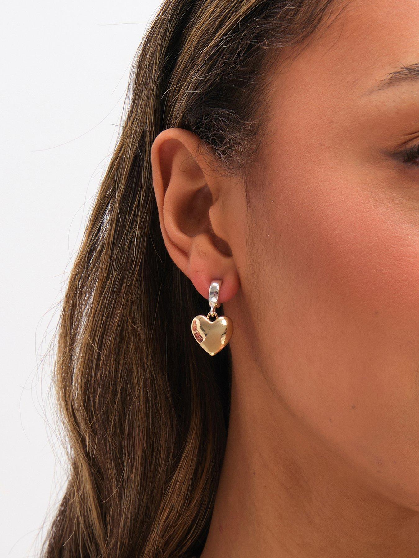  image of mood-two-tone-heart-huggie-earrings