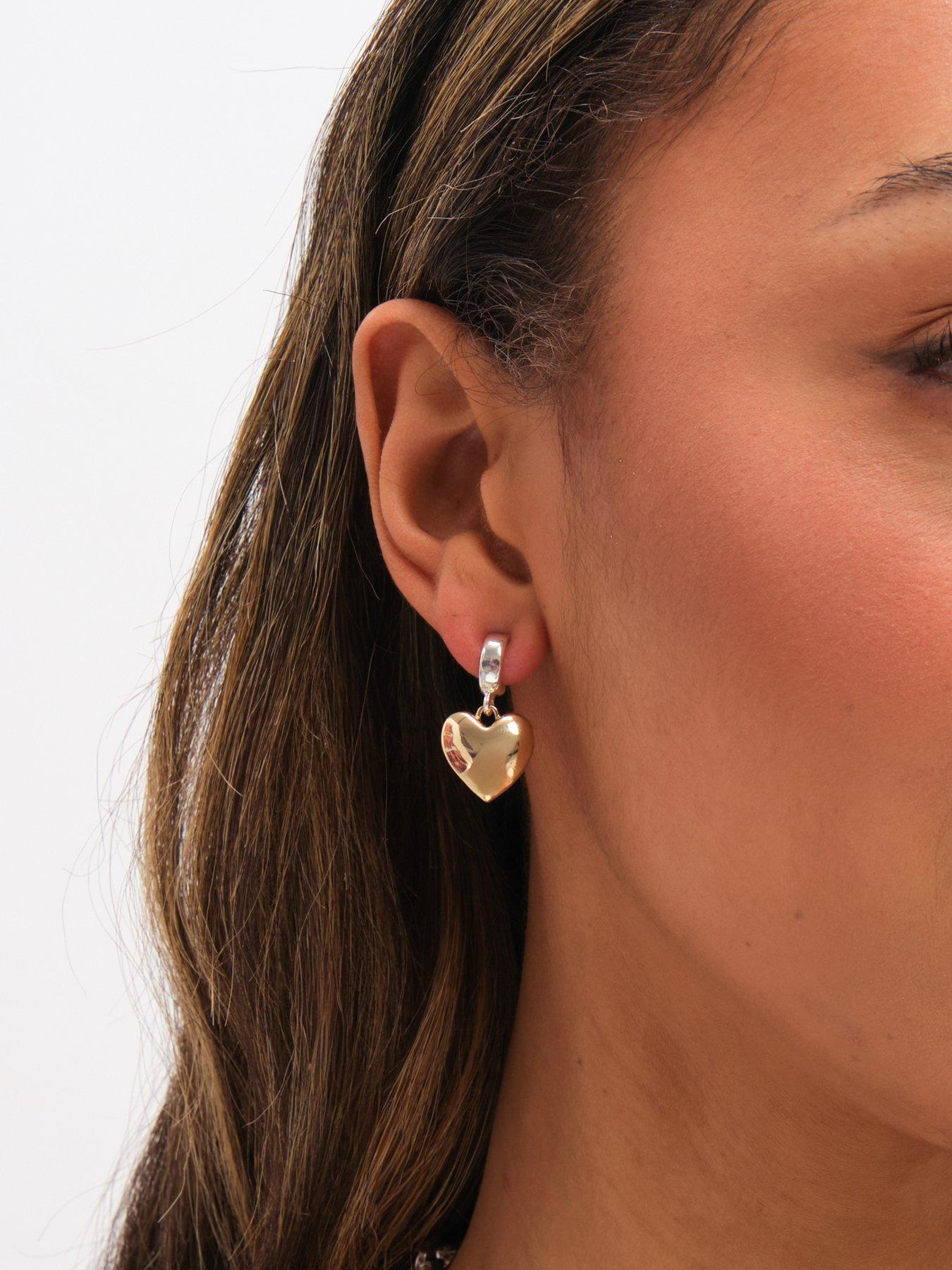  image of mood-two-tone-heart-huggie-earrings