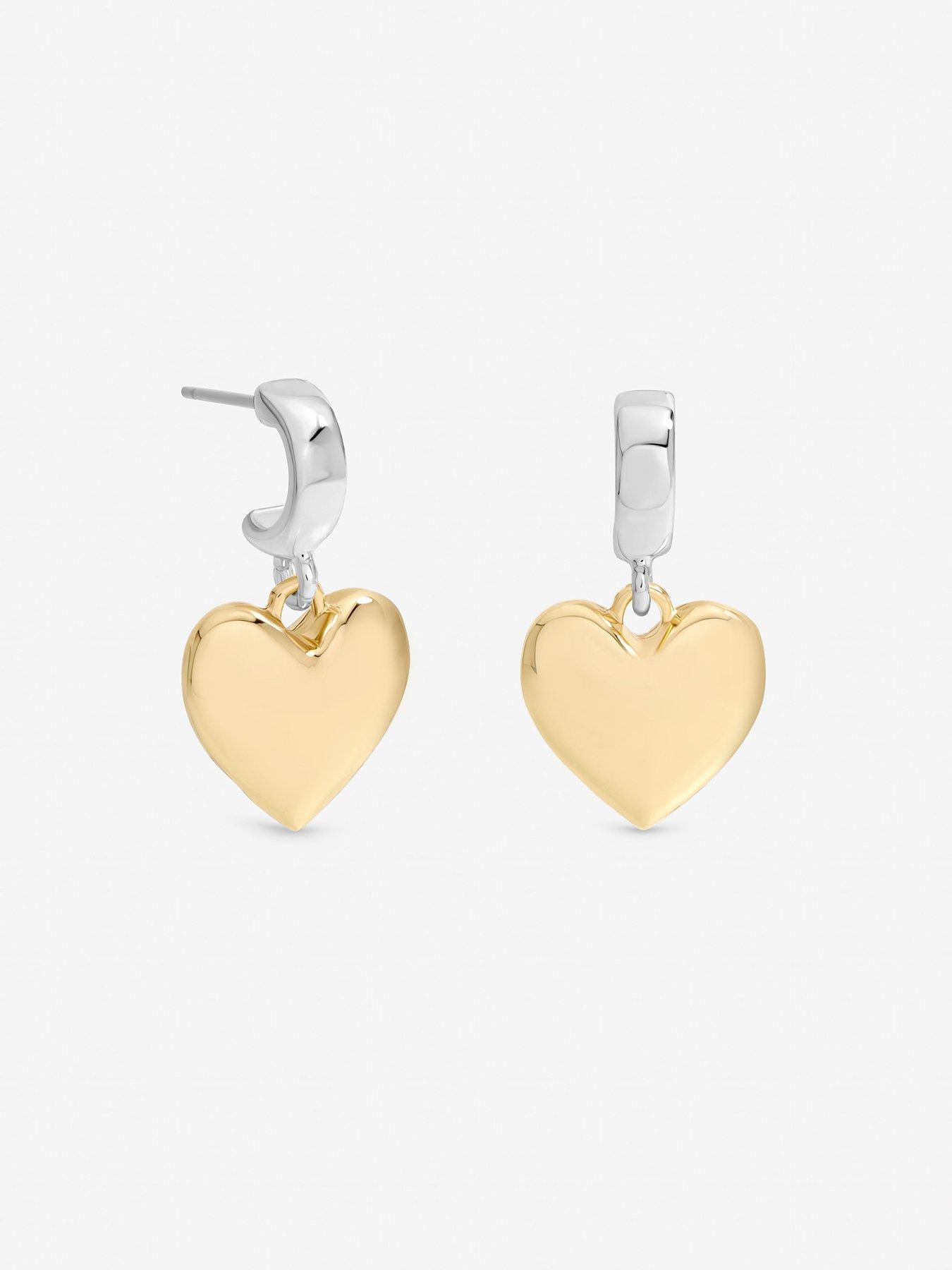 stillFront image of mood-two-tone-heart-huggie-earrings