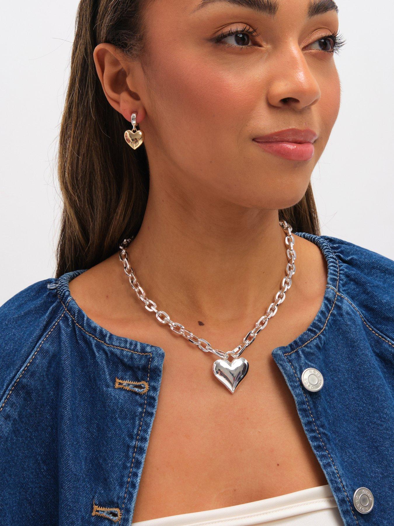  image of mood-two-tone-heart-huggie-earrings