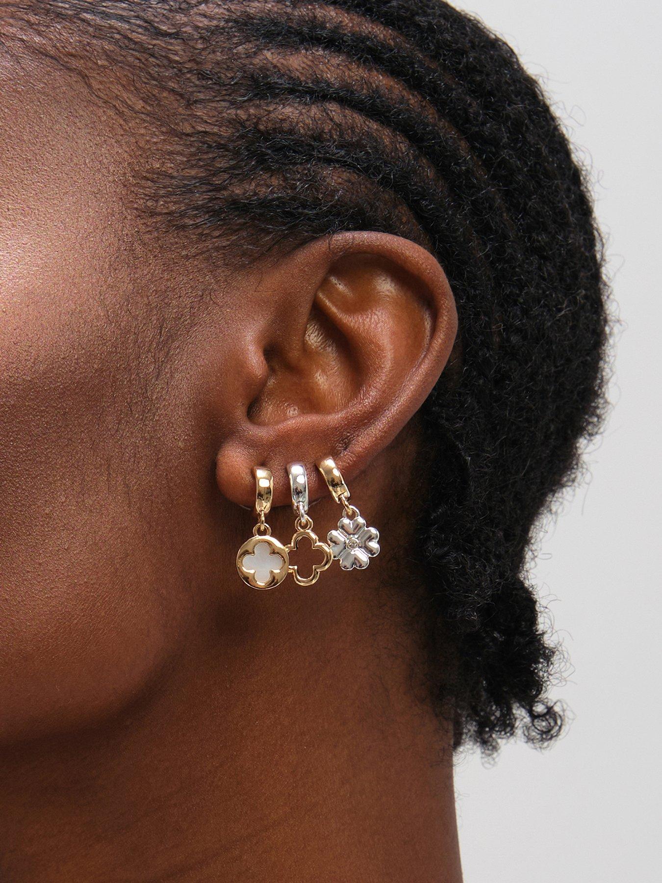 Image 1 of 3 of Mood Two Tone Clover Earrings - Pack Of 3