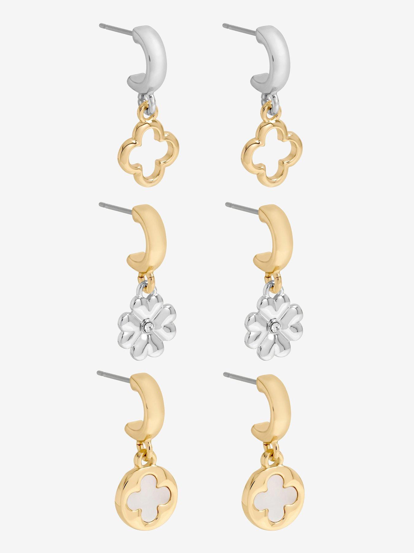 Image 2 of 3 of Mood Two Tone Clover Earrings - Pack Of 3