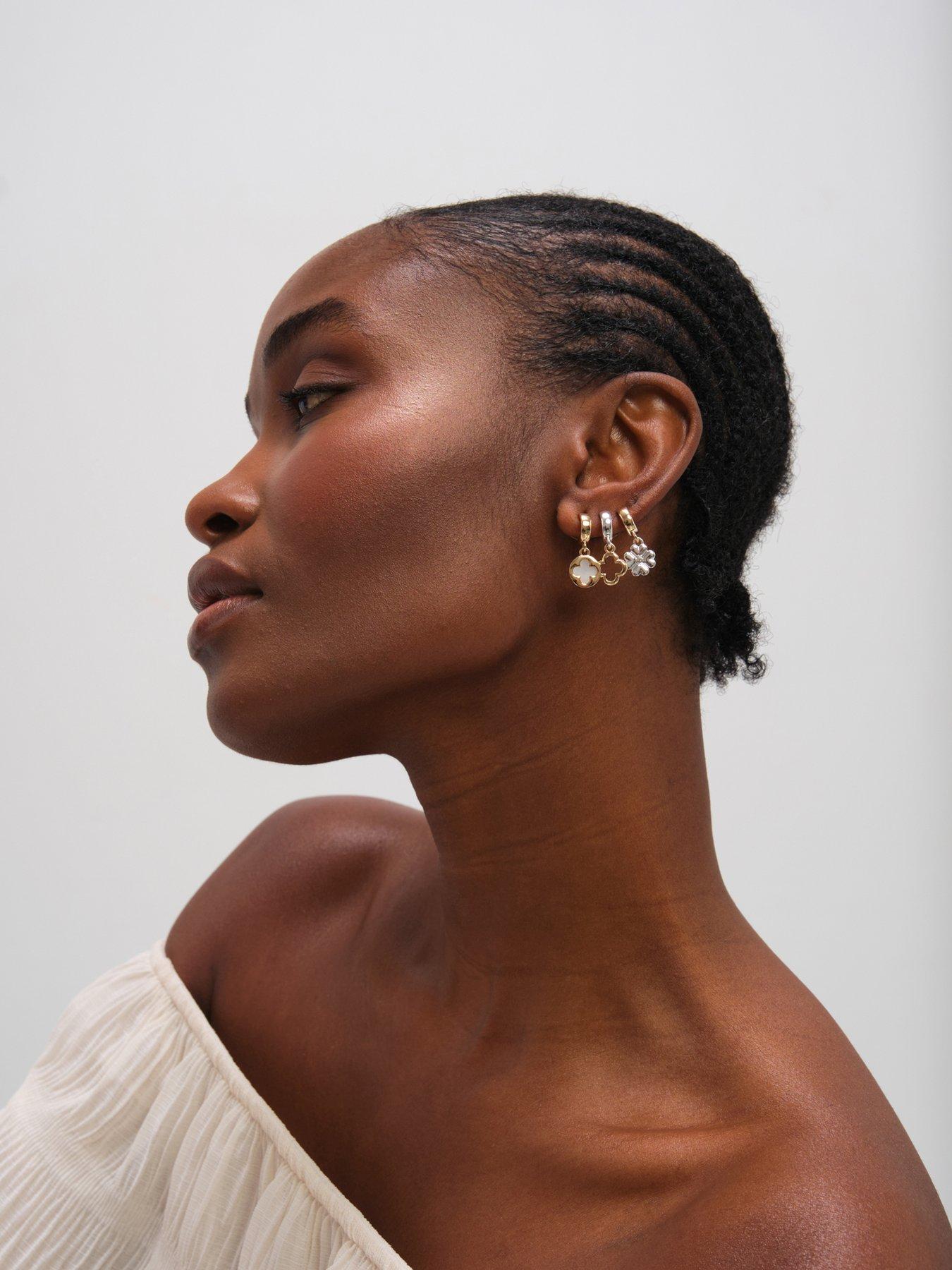 Image 3 of 3 of Mood Two Tone Clover Earrings - Pack Of 3