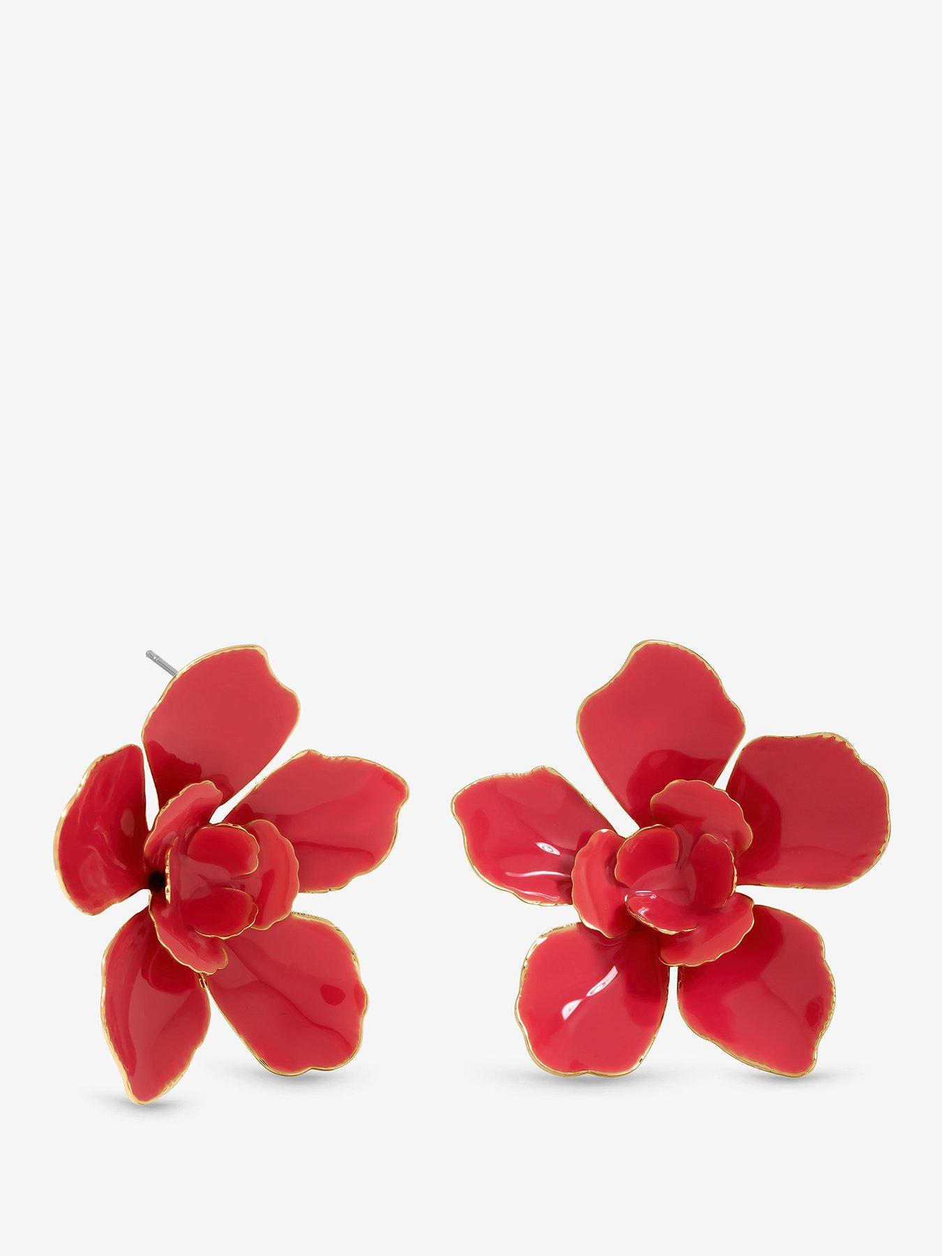 Mood GOLD PINK FLORAL EARRINGS