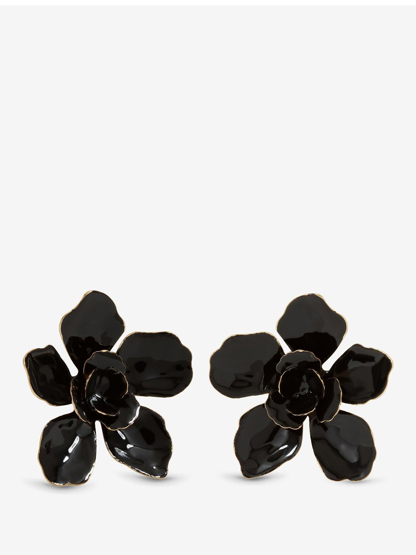 Image 1 of 3 of Mood Jet Statement Flower Earrings
