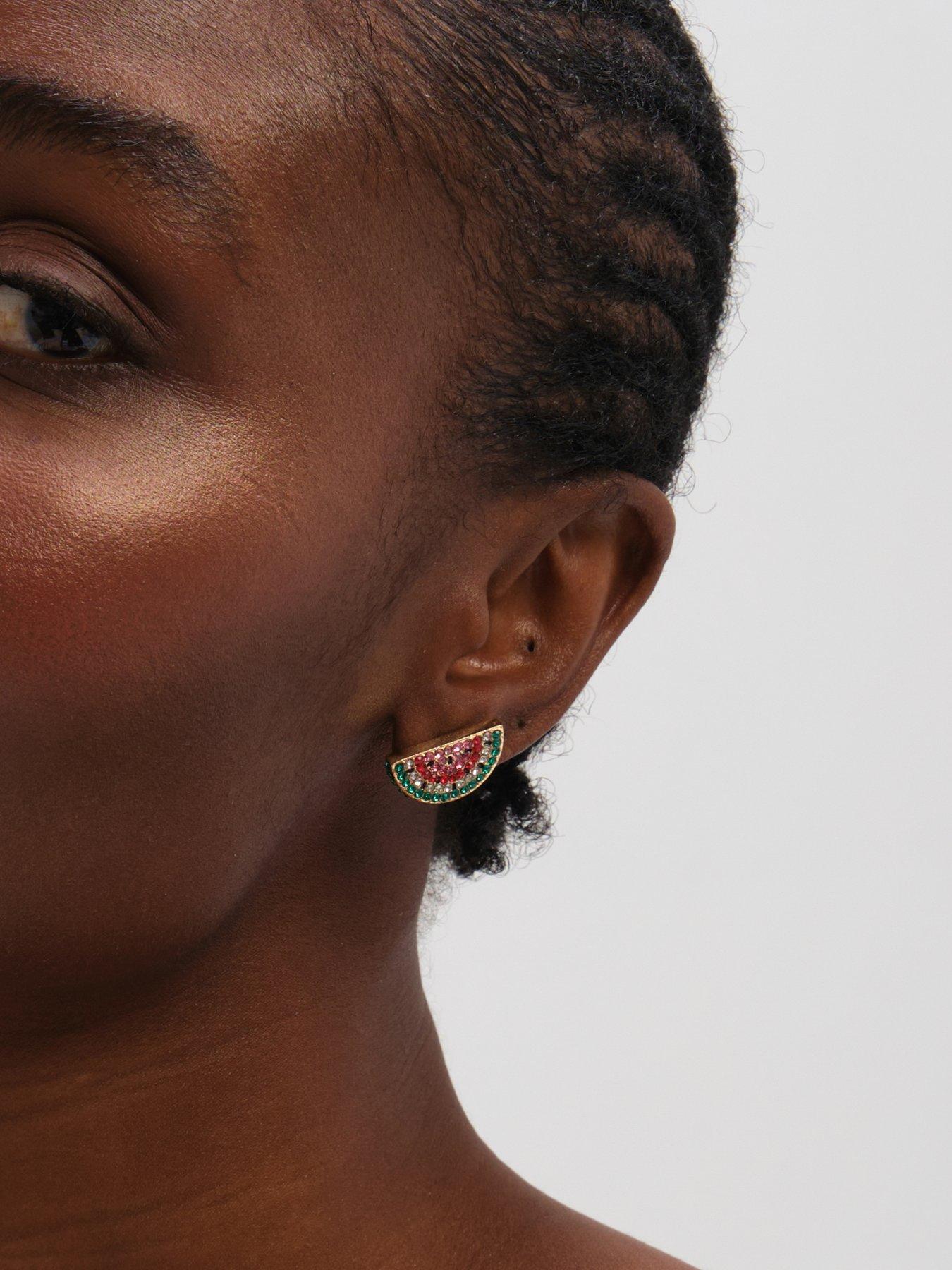 Image 3 of 4 of Mood Gold Plated and Crystal Fruit Earrings - Pack of 3