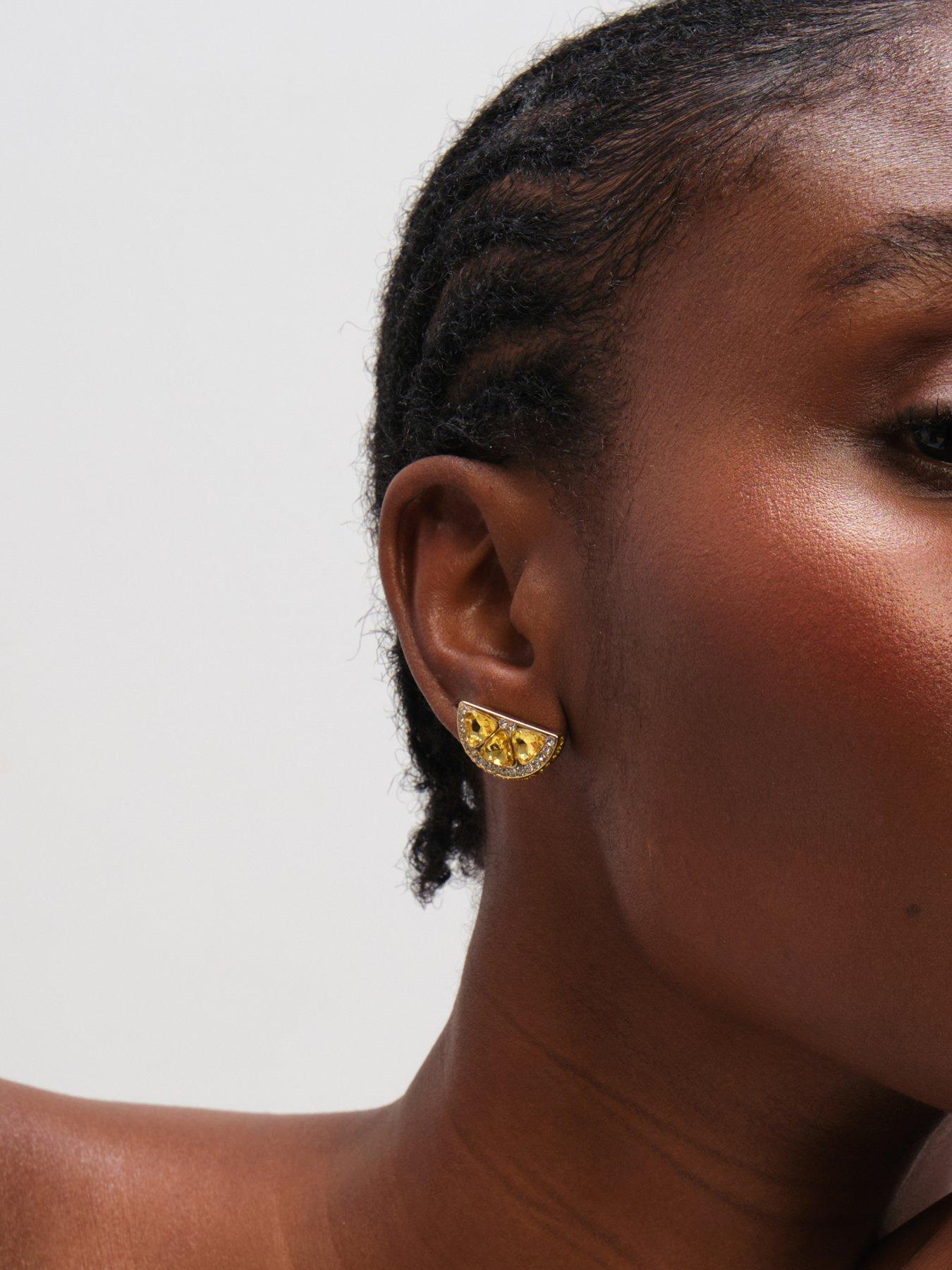 Image 4 of 4 of Mood Gold Plated and Crystal Fruit Earrings - Pack of 3
