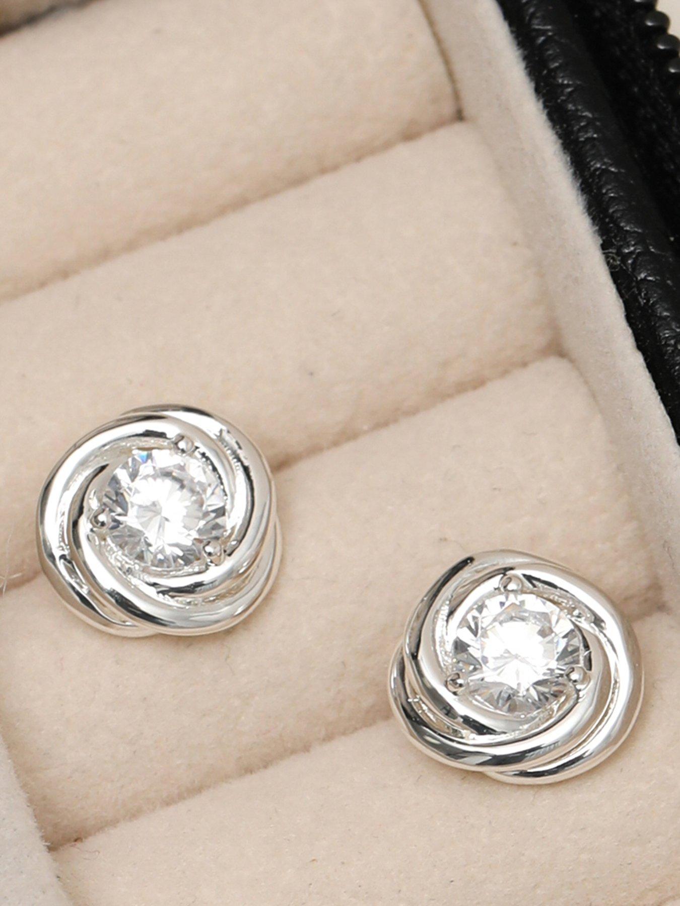 Jon Richard Silver Plated and Crystal Knot Earrings
