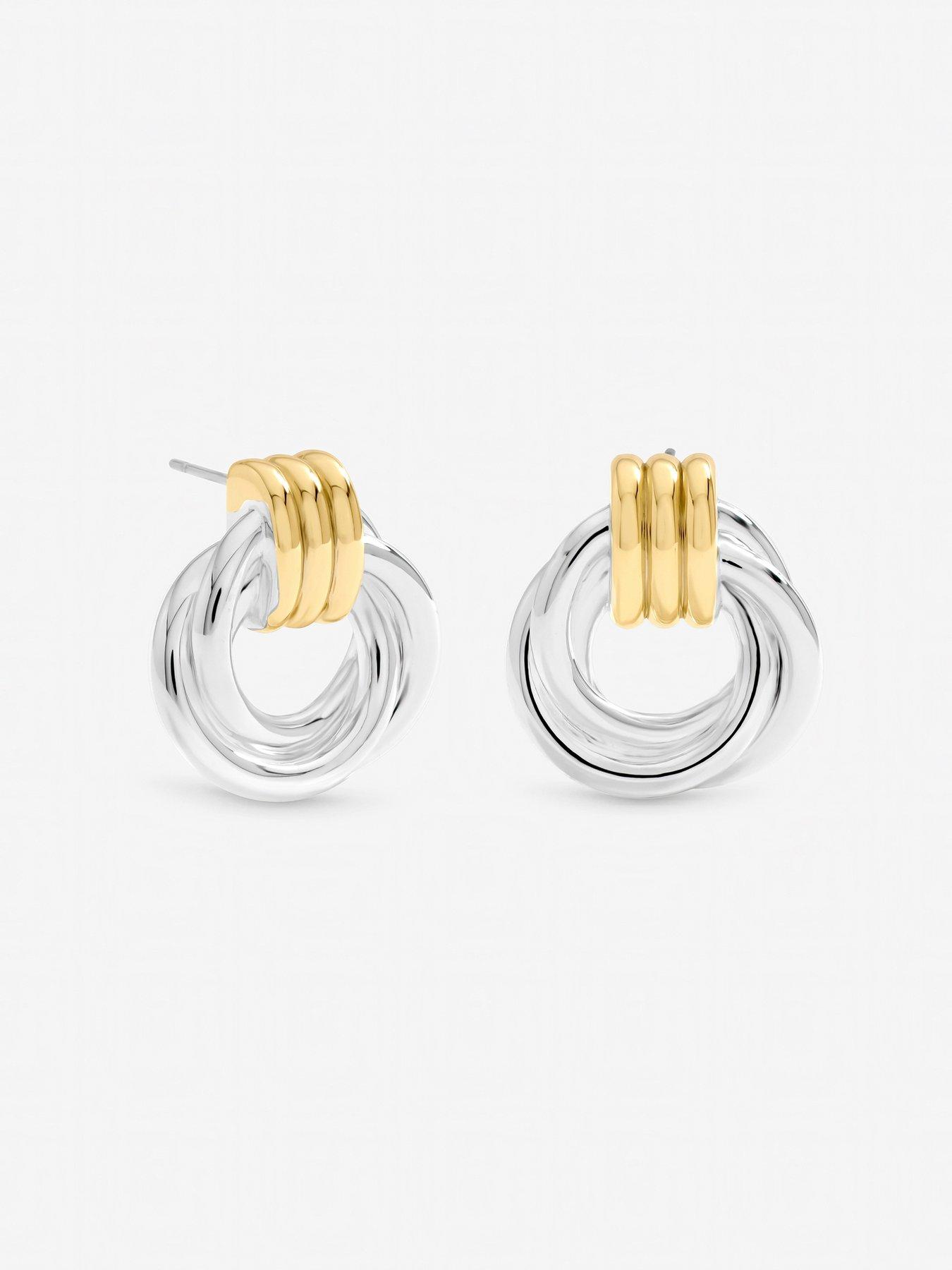 Image 3 of 3 of Jon Richard Two Tone Door Knocker Earrings
