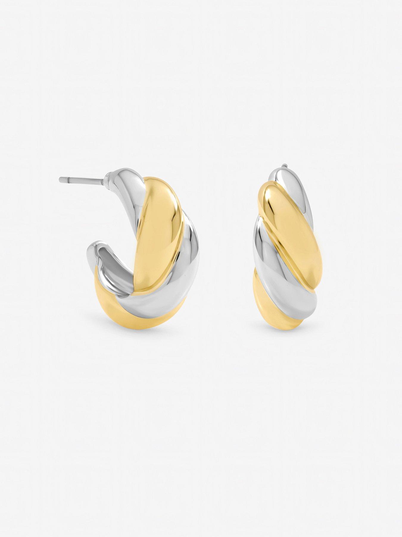 Image 2 of 2 of Jon Richard Two Tone Twist Hoop Earrings