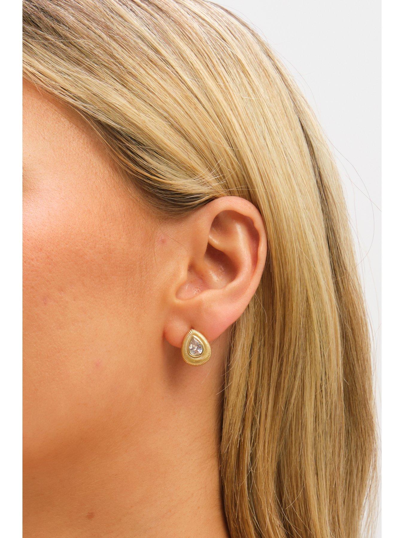 Image 3 of 3 of Jon Richard Gold Plated and Crystal Tear Drop Stud Earrings