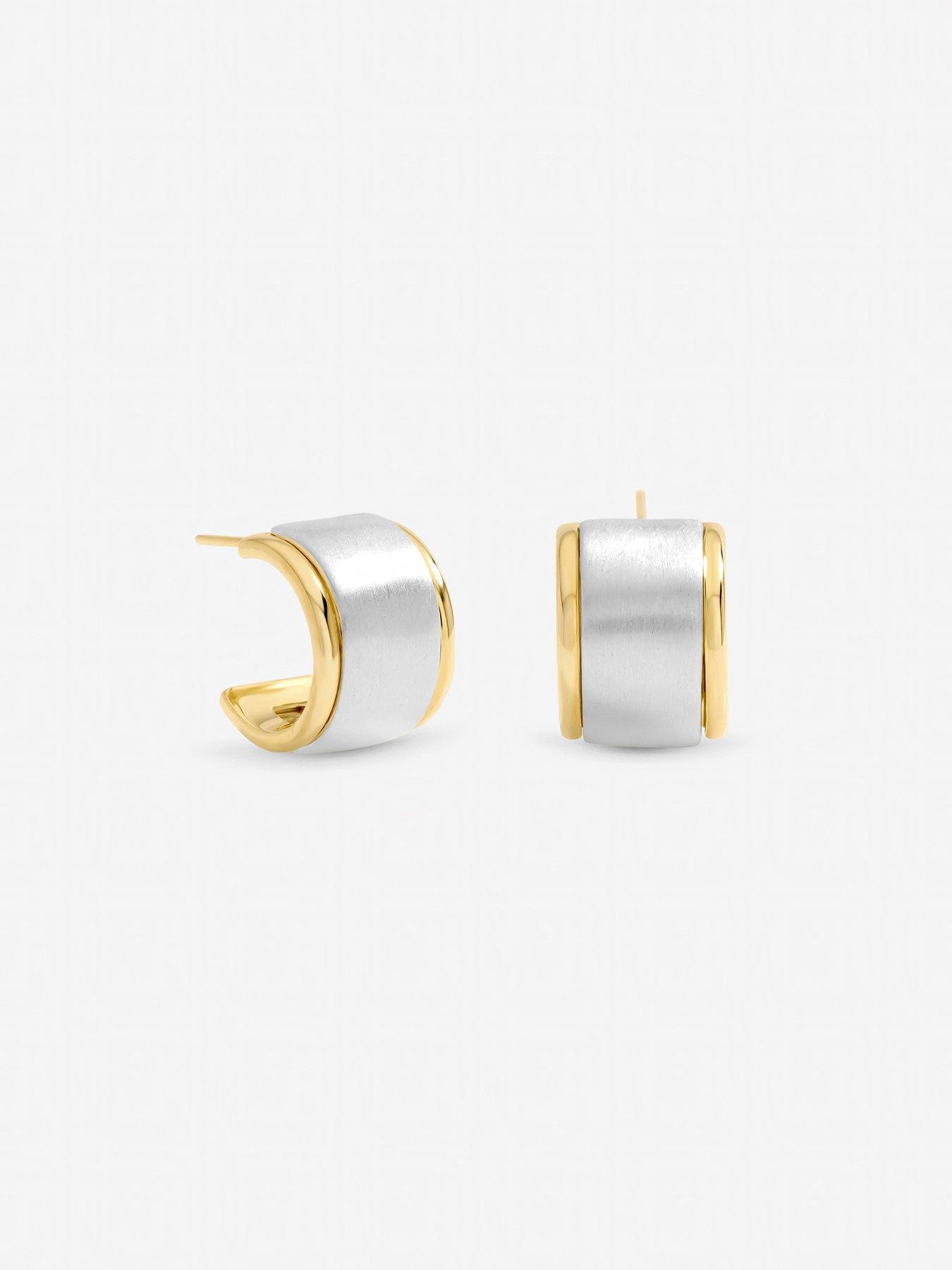 image of jon-richard-two-tone-satin-hoop-earrings