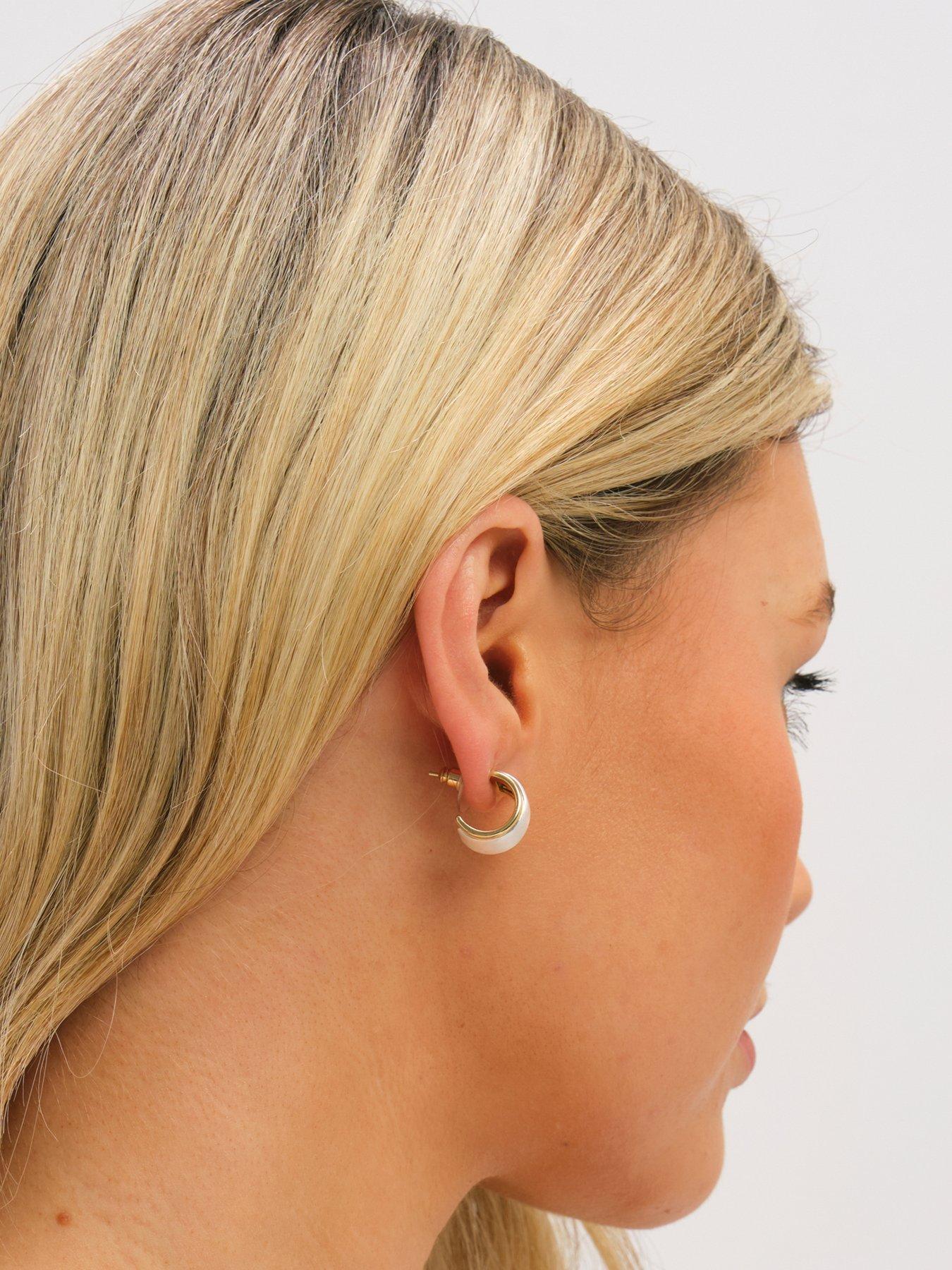  image of jon-richard-two-tone-satin-hoop-earrings