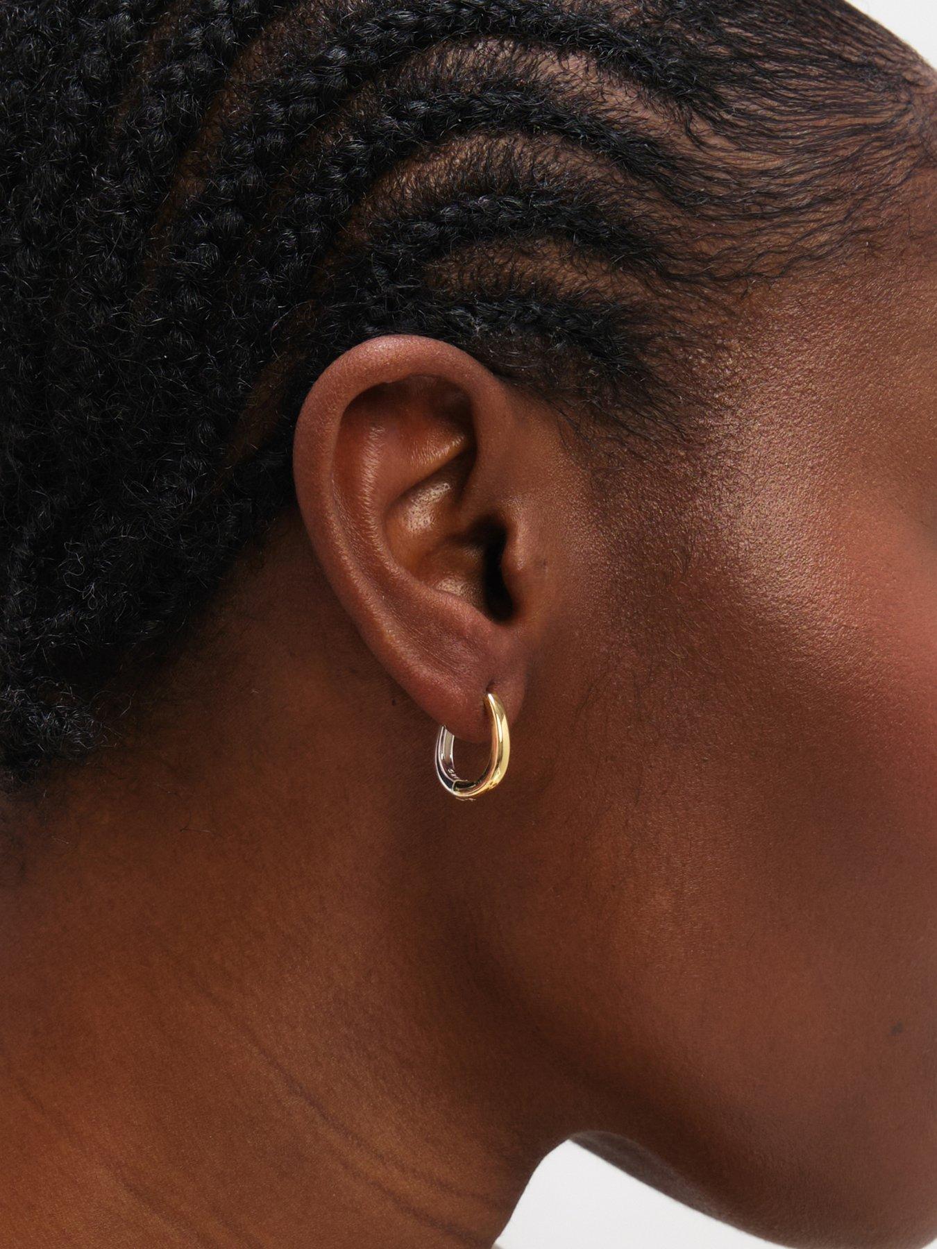  image of inicio-two-tone-half-and-half-hoop-earrings