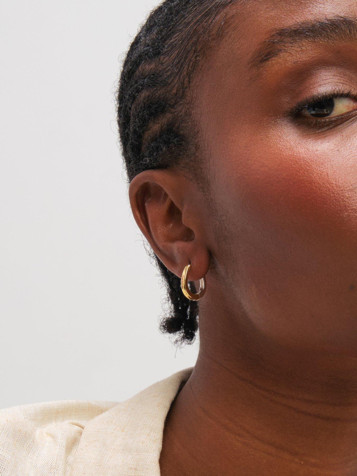  image of inicio-two-tone-half-and-half-hoop-earrings