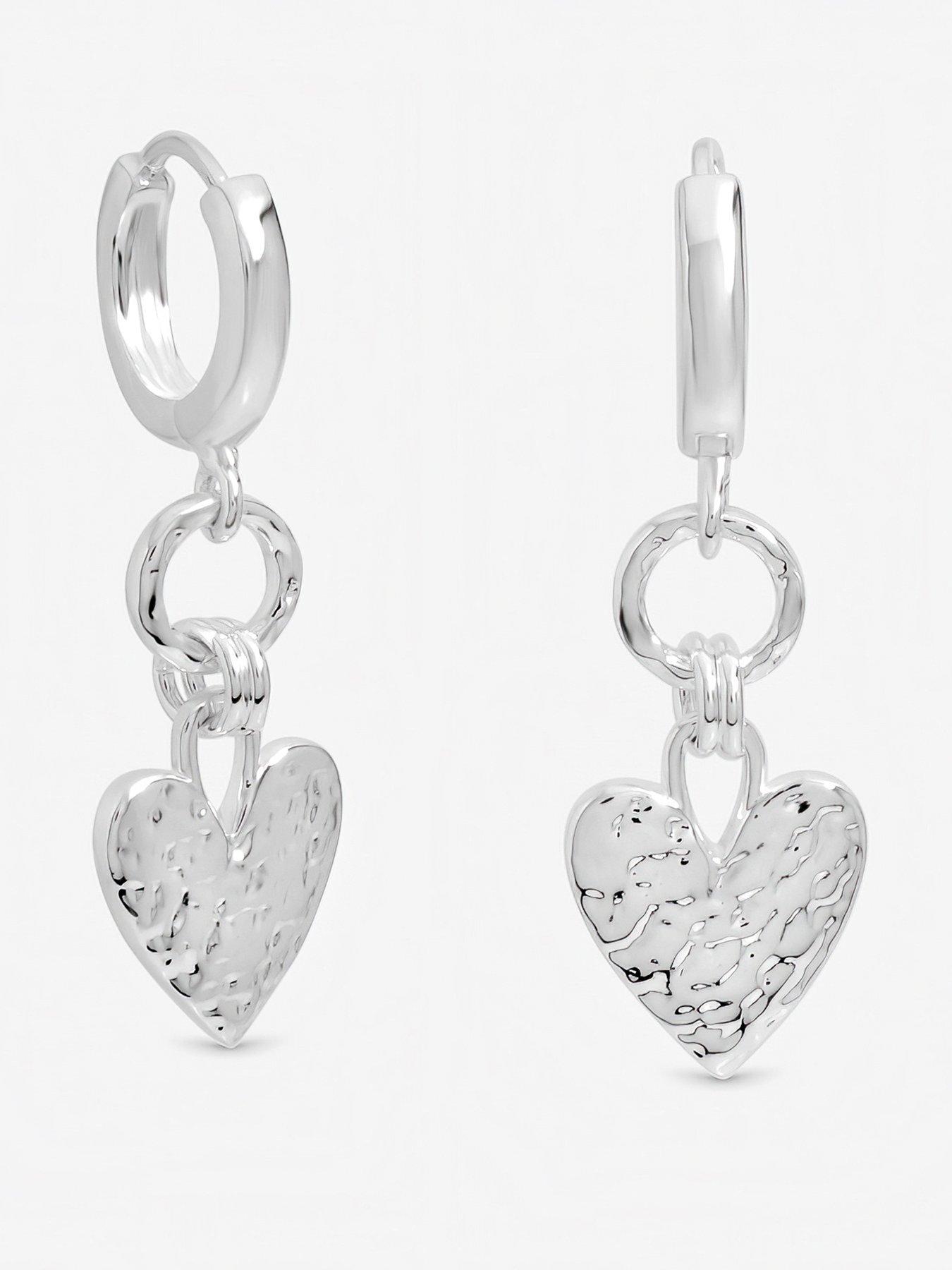  image of inicio-hammered-heart-link-drop-hoop-earrings
