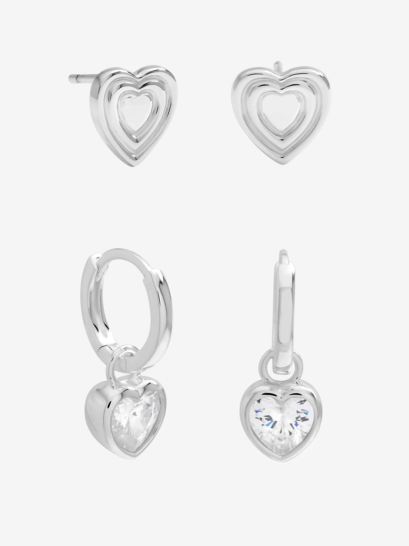 Image 1 of 3 of Inicio Sterling Silver Heart Earrings - Pack of 2
