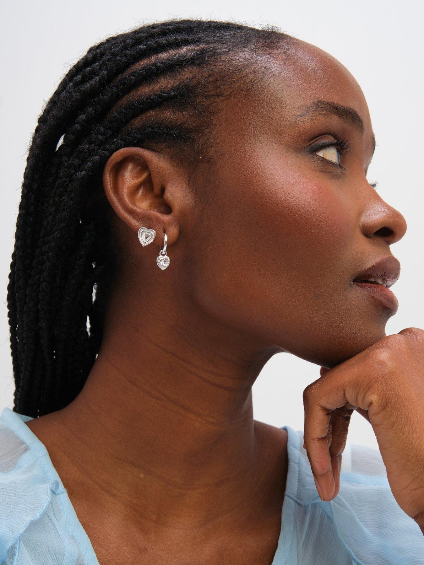 Image 2 of 3 of Inicio Sterling Silver Heart Earrings - Pack of 2