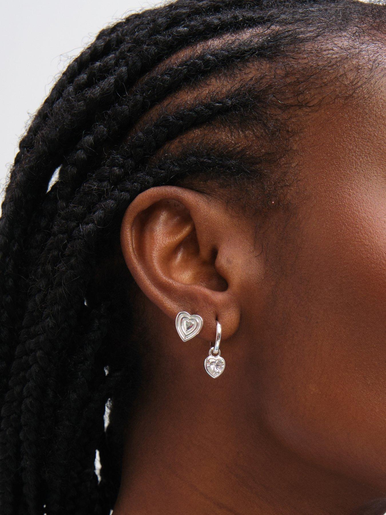 Image 3 of 3 of Inicio Sterling Silver Heart Earrings - Pack of 2