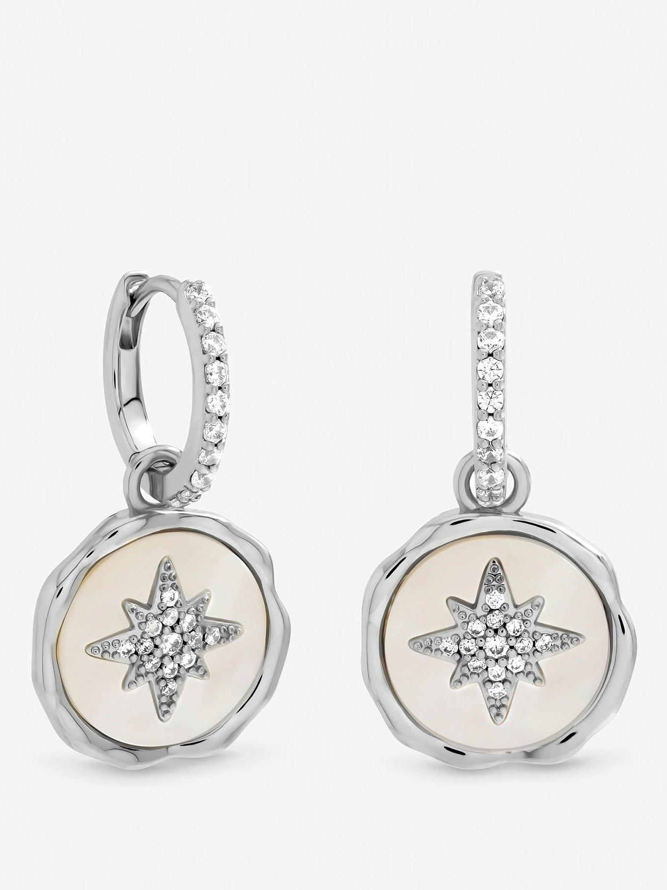 Inicio Inicio Mother of Pearl Celestial Charm Hoops