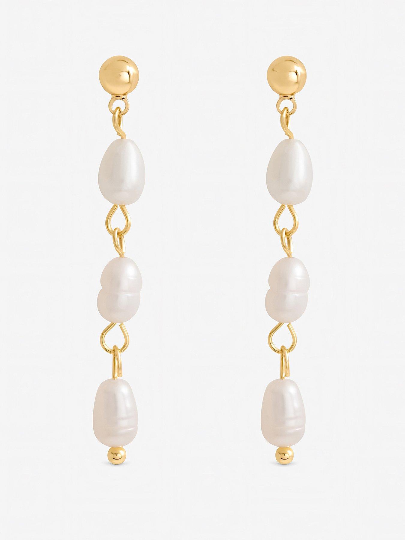 Image 1 of 1 of Jon Richard Real Freshwater Linear Drop Earrings