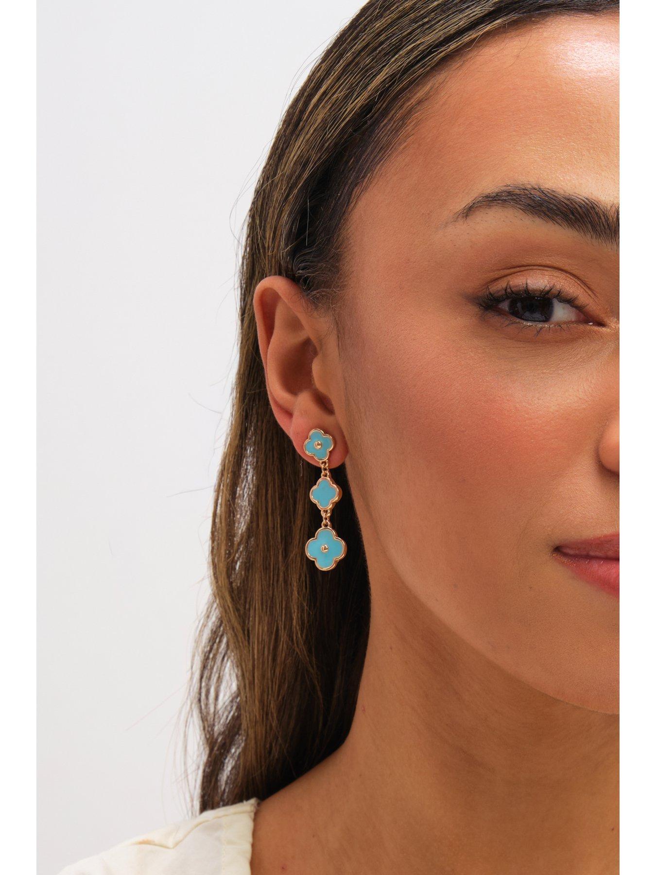  image of mood-gold-plated-and-turquoise-clover-drop-earrings