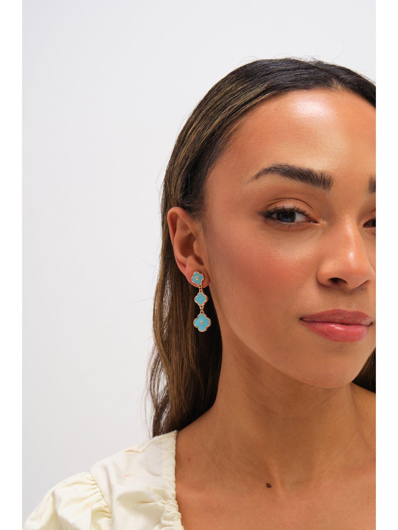  image of mood-gold-plated-and-turquoise-clover-drop-earrings