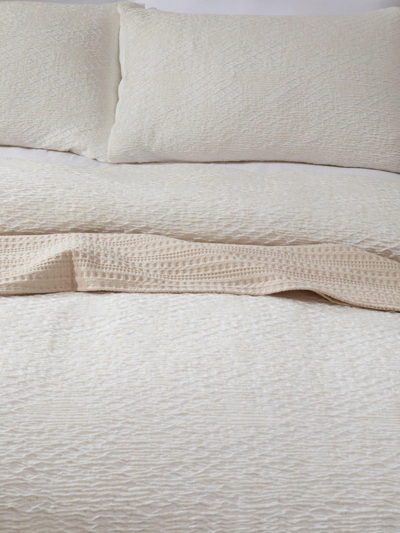 Image 3 of 5 of Michelle Keegan Home Cala Polylinen Textured Duvet Set - Cream