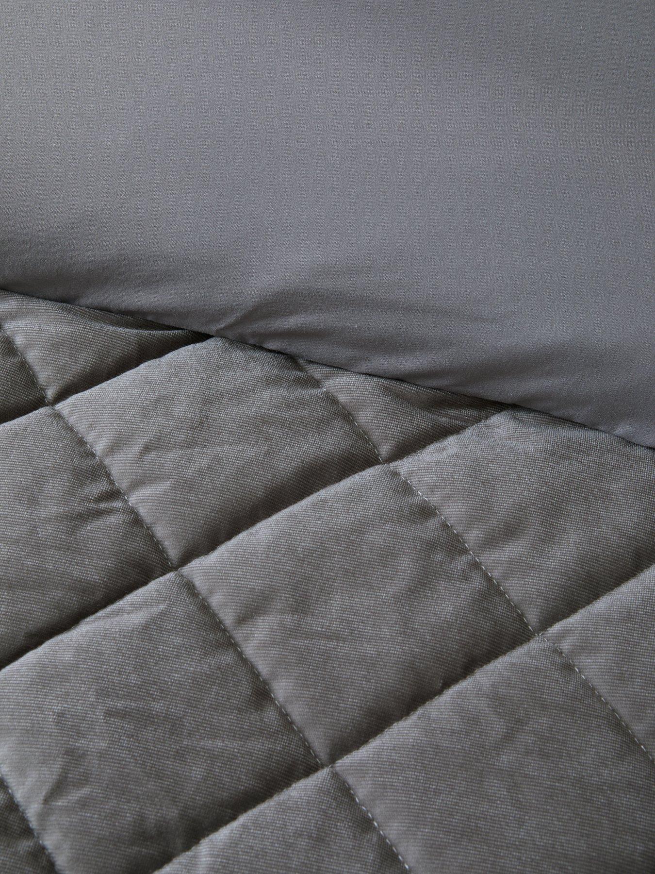 Image 5 of 5 of The Very Collection Matt Velvet Quilted Duvet Set - Charcoal