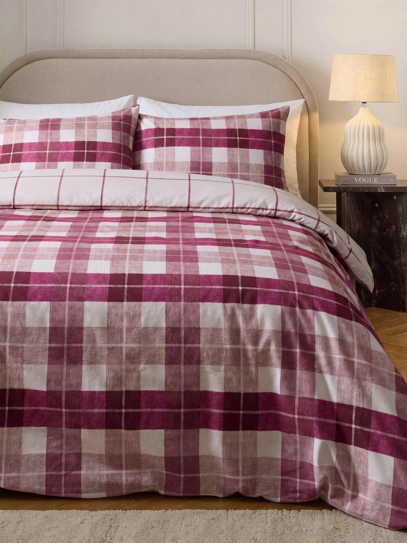 Image 1 of 6 of The Very Collection 100% Brushed Cotton Check Print Duvet Set