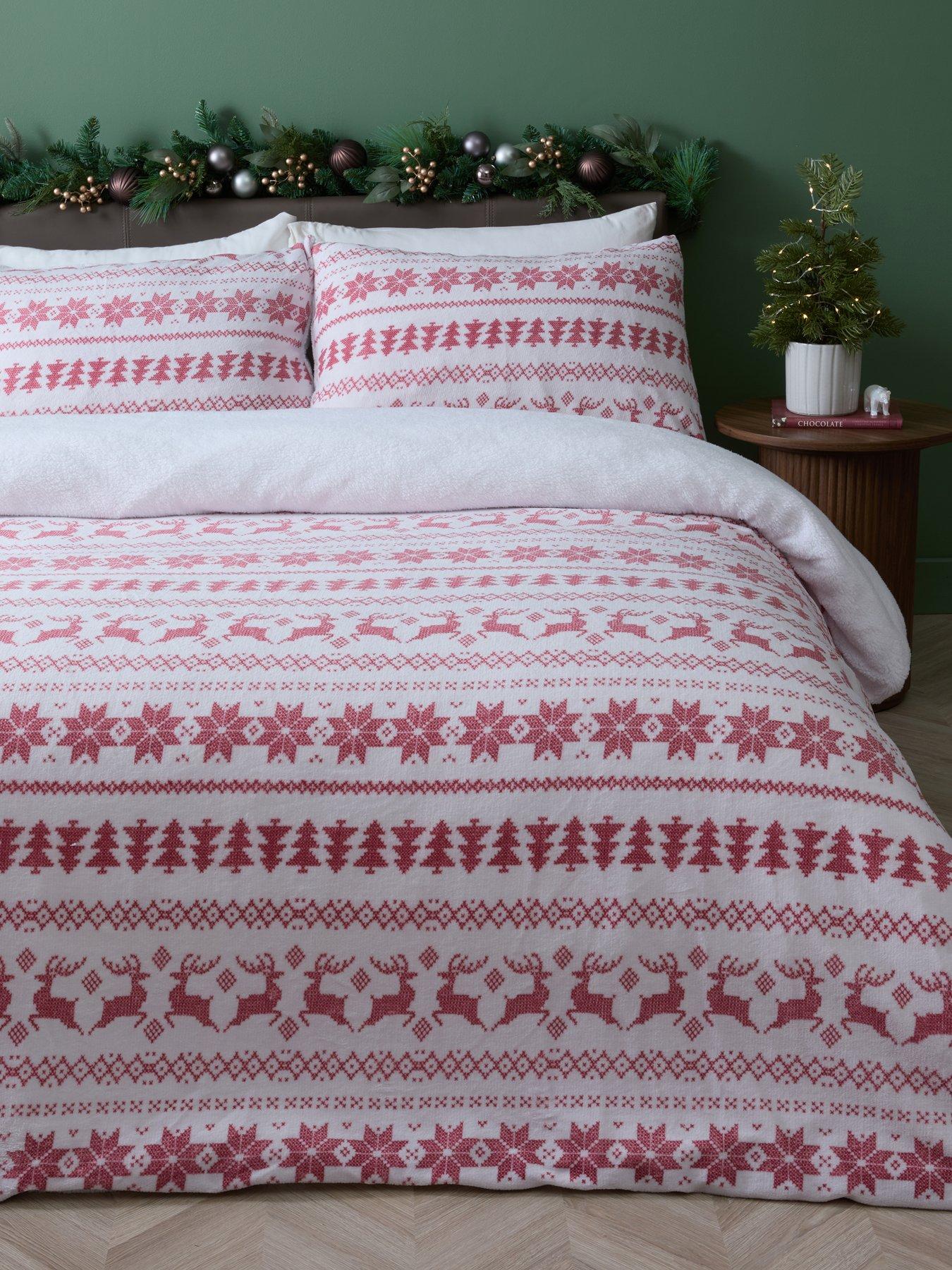 The Very Collection Christmas Fairisle Printed Fleece Duvet Set