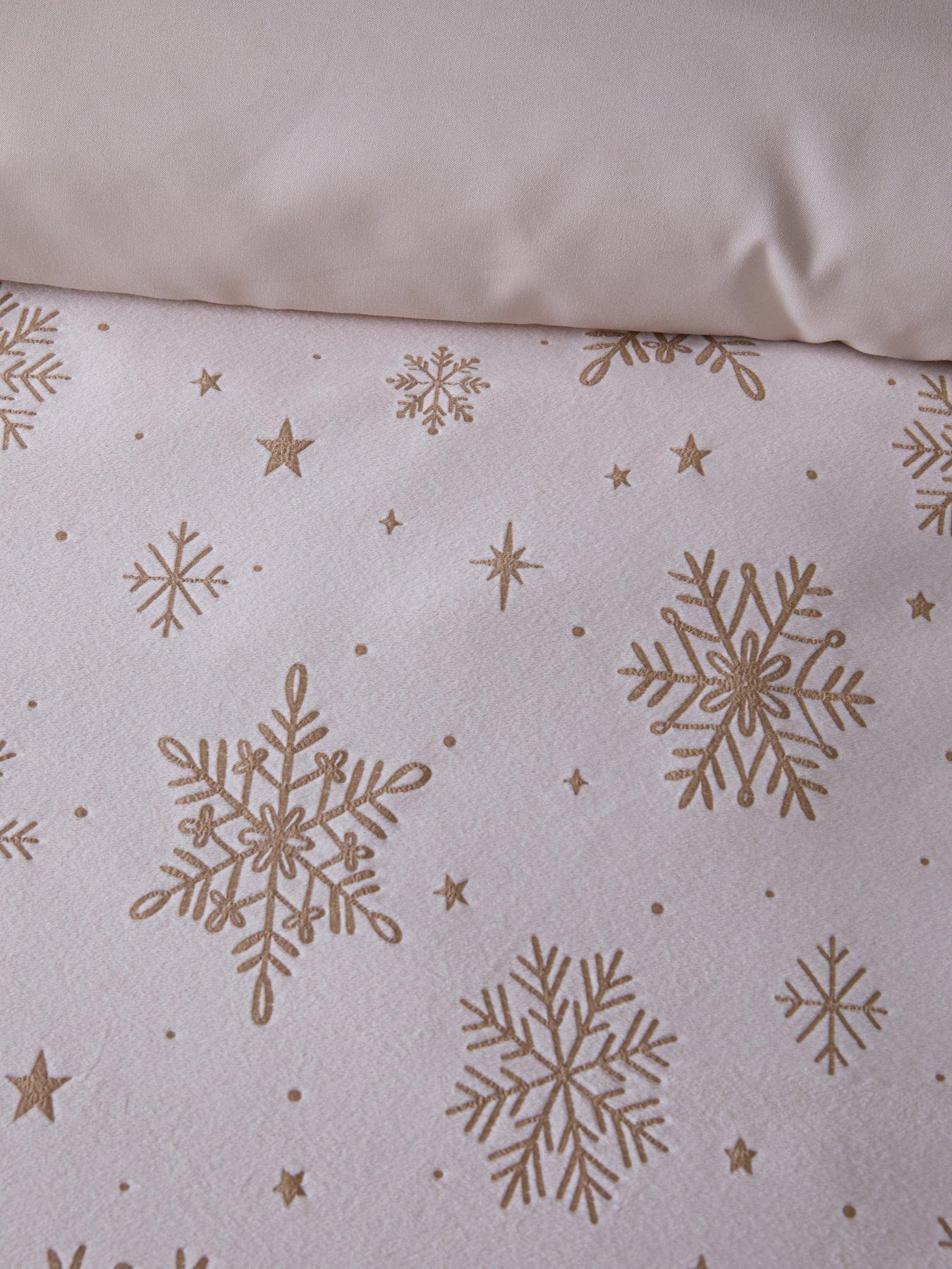 Image 4 of 5 of The Very Collection Snowflake Super Soft Velour Duvet Set - Cream