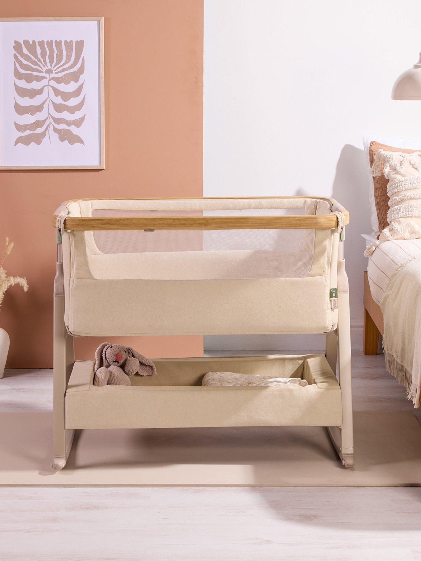 Tutti Bambini Cozee Air 2 Bedside Crib - Toasted Oak / Sand