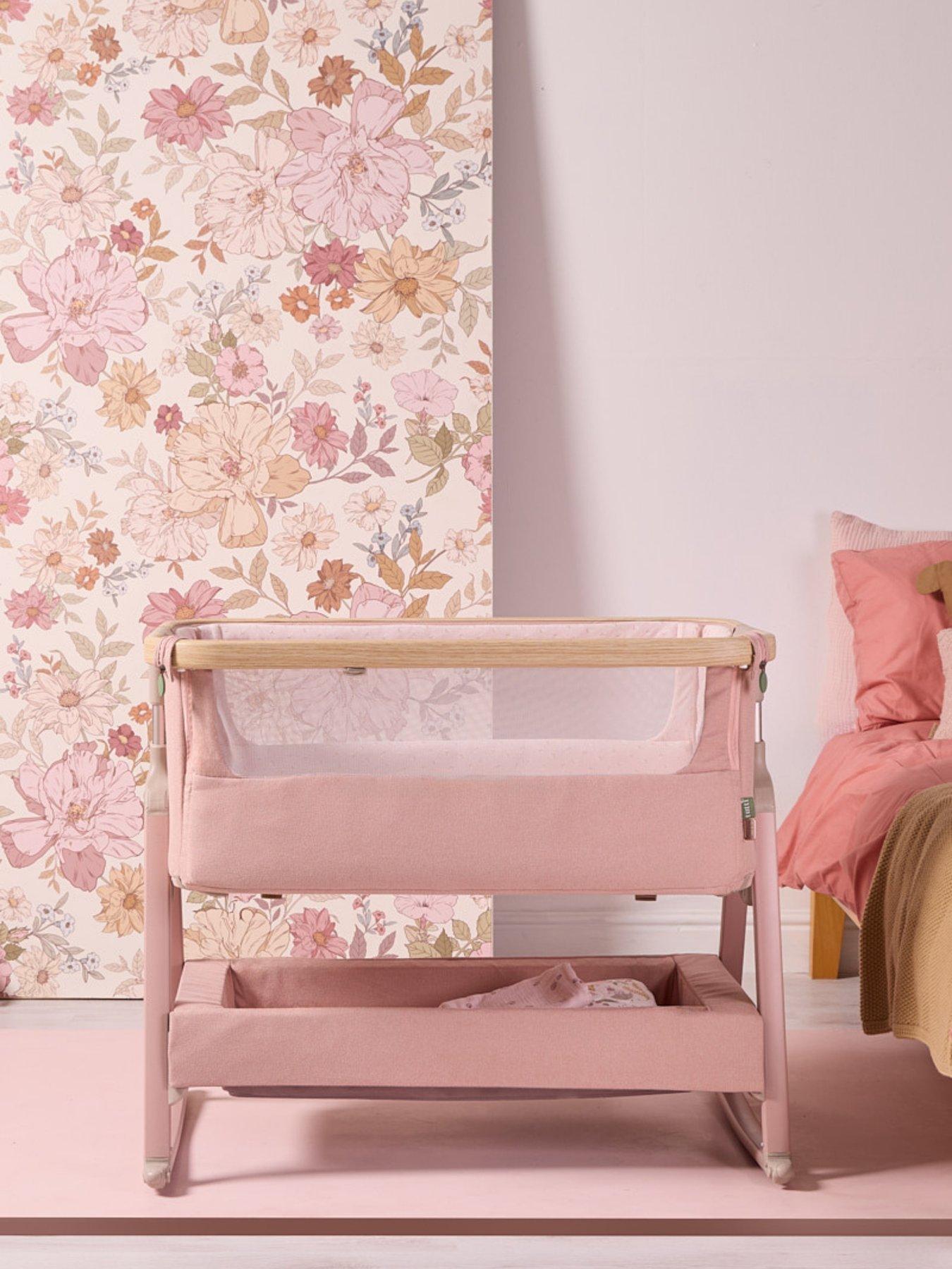 Tutti Bambini Cozee Air 2 Bedside Crib - Drifted Oak / Blush