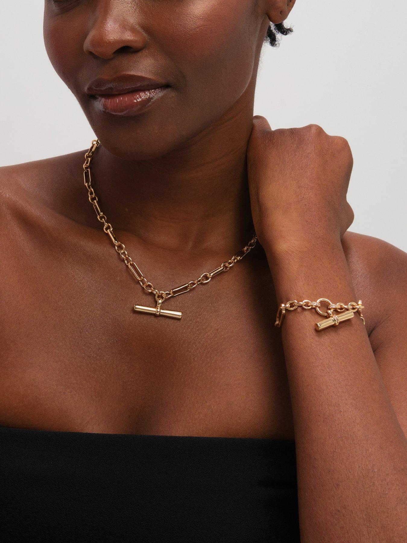 Image 3 of 3 of Jon Richard Gold Plated Luxe T-Bar Necklace