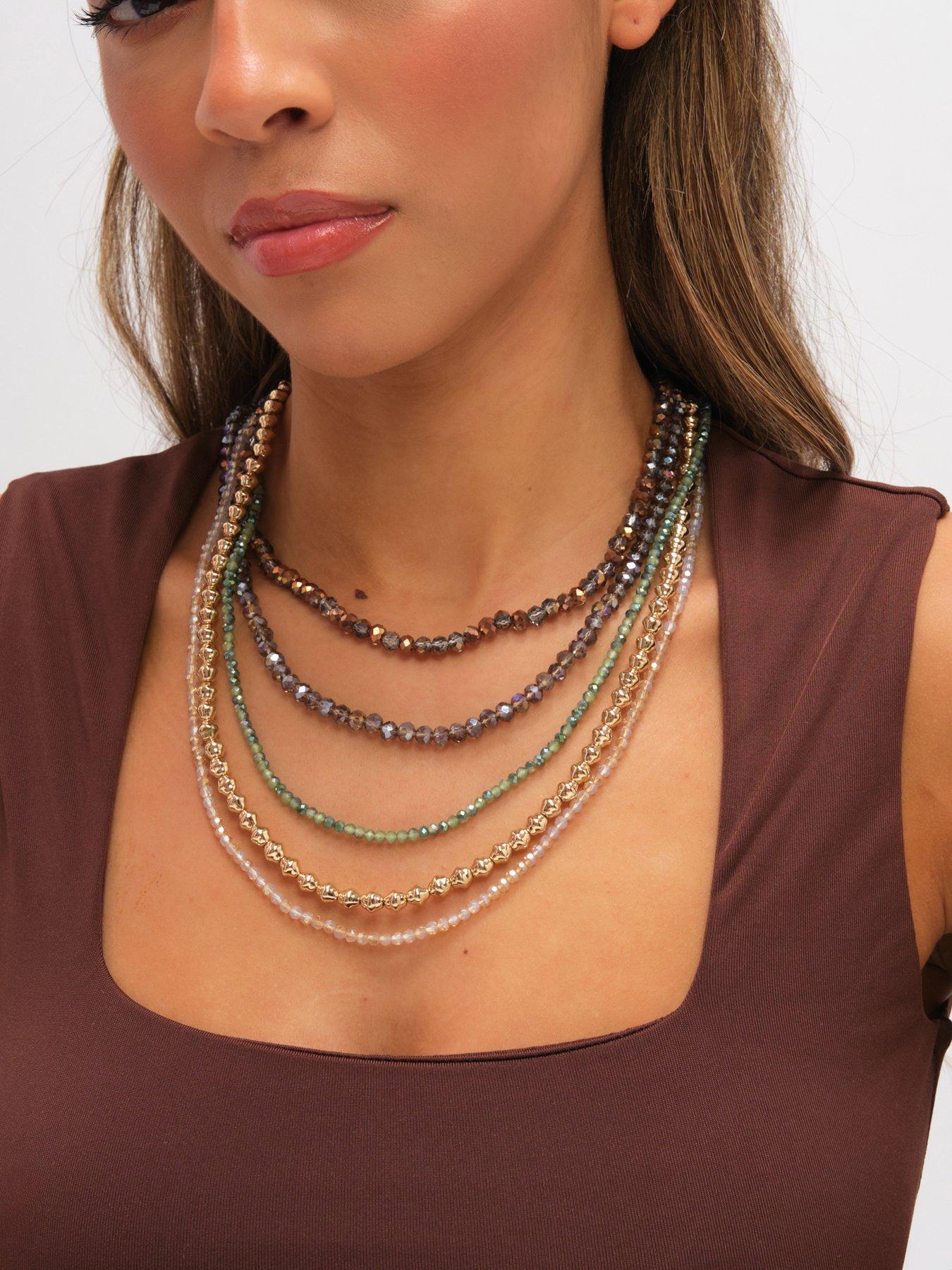 Image 2 of 3 of Mood Gold Plated and Polished Multi Colour Beaded Multirow Necklace